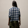 Plaid Linen Cropped Pocket Shirt in Blue Plaid | James Perse Los Angeles