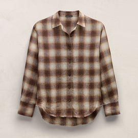 Plaid Linen Oversized Shirt in Chestnut Plaid | James Perse Los Angeles