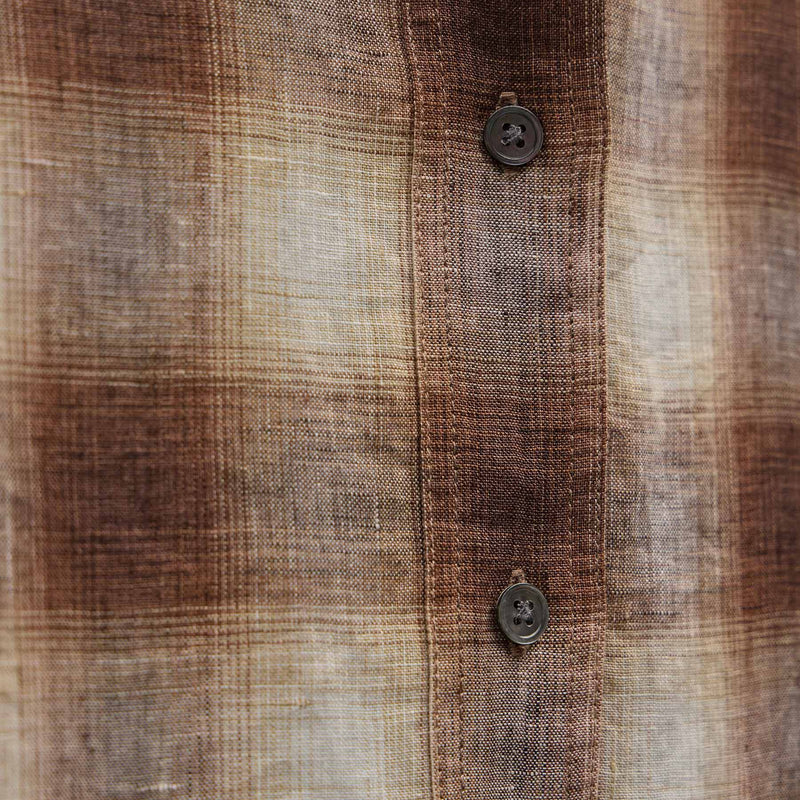 Plaid Linen Oversized Shirt in Chestnut Plaid | James Perse Los Angeles