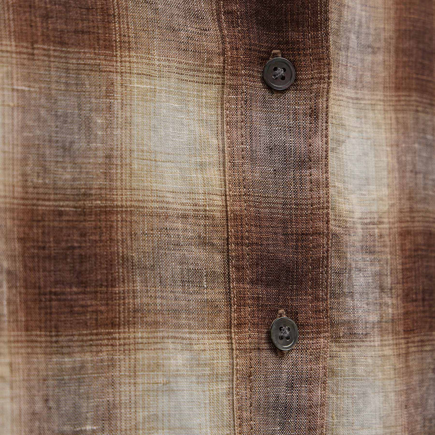 Plaid Linen Oversized Shirt in Chestnut Plaid | James Perse Los Angeles