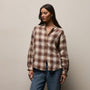 Plaid Linen Oversized Shirt in Chestnut Plaid | James Perse Los Angeles