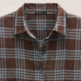 Plaid Linen Oversized Shirt in Plum Plaid | James Perse Los Angeles