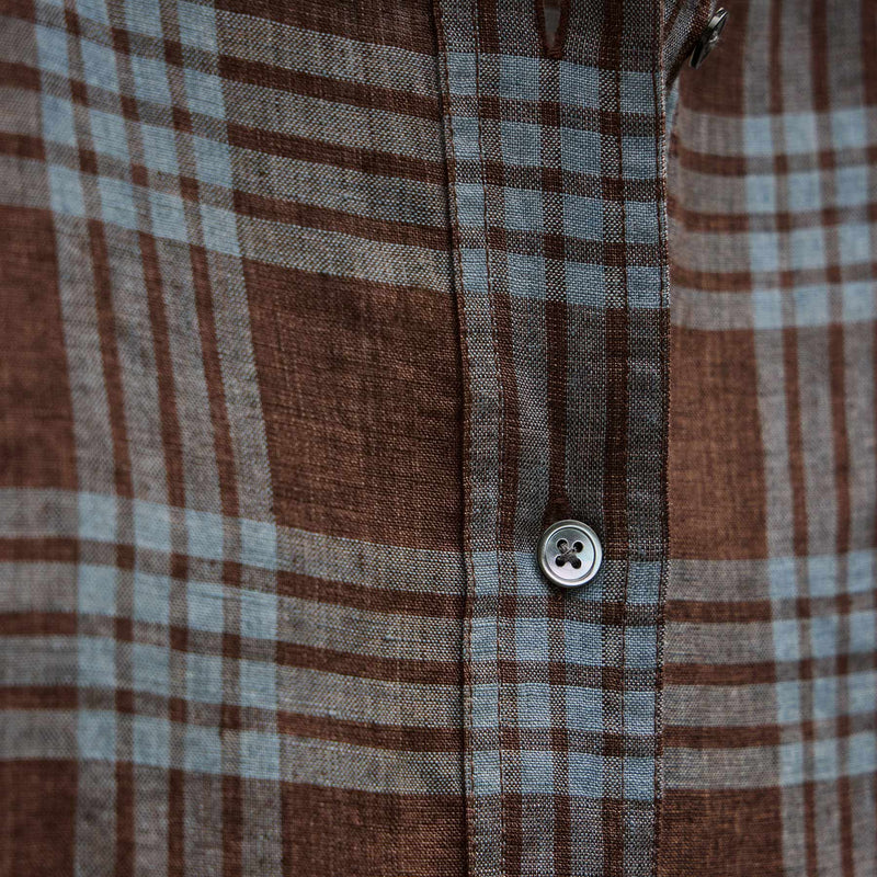 Plaid Linen Oversized Shirt in Plum Plaid | James Perse Los Angeles