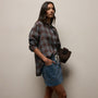 Plaid Linen Oversized Shirt in Plum Plaid | James Perse Los Angeles