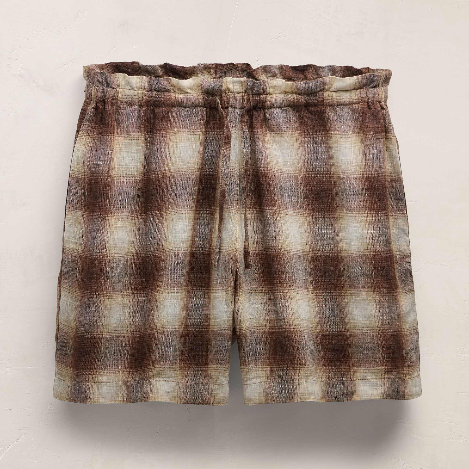Plaid Linen Short in Chestnut Plaid | James Perse Los Angeles