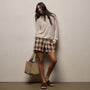 Plaid Linen Short in Chestnut Plaid | James Perse Los Angeles