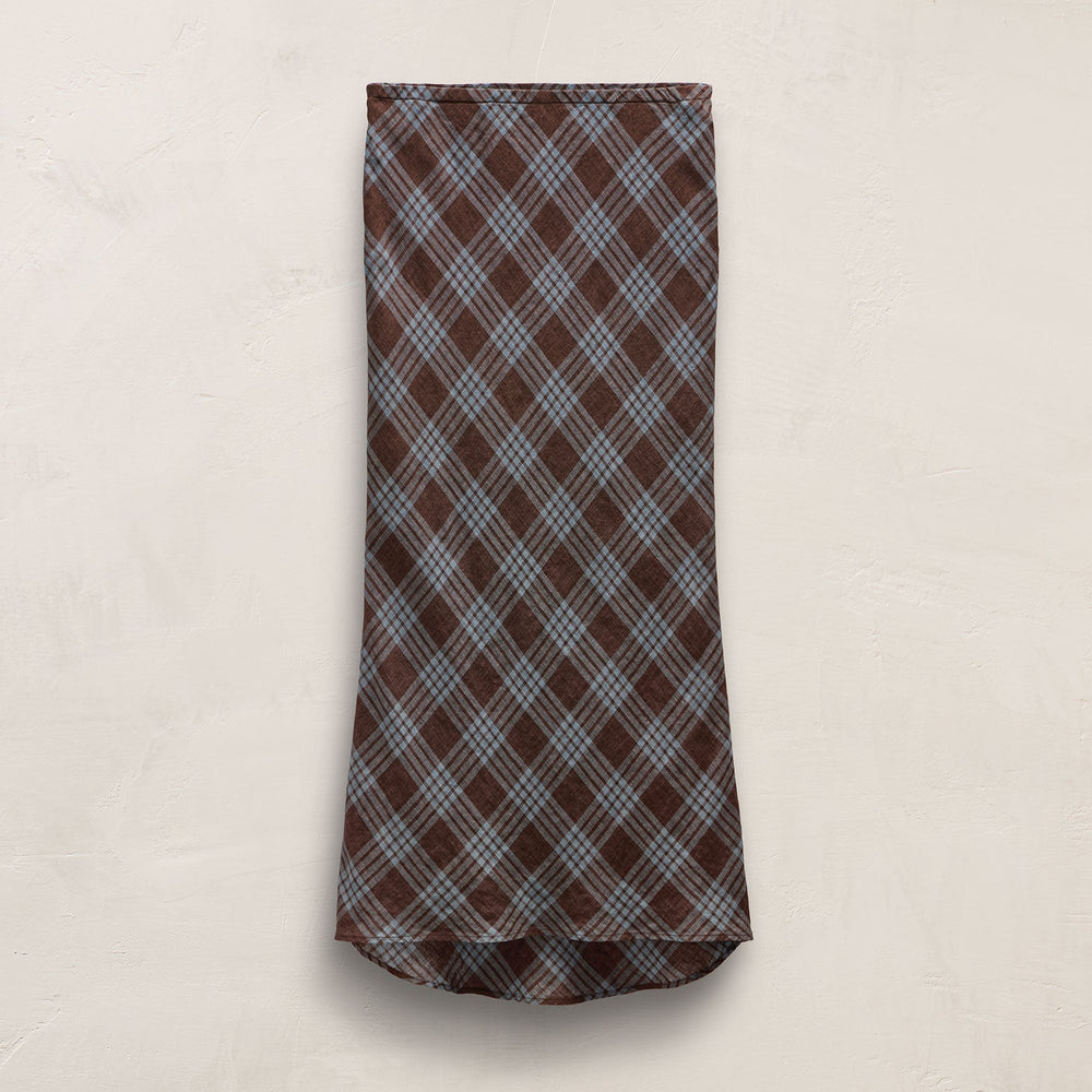 Plaid Linen Skirt in Plum Plaid | James Perse Los Angeles