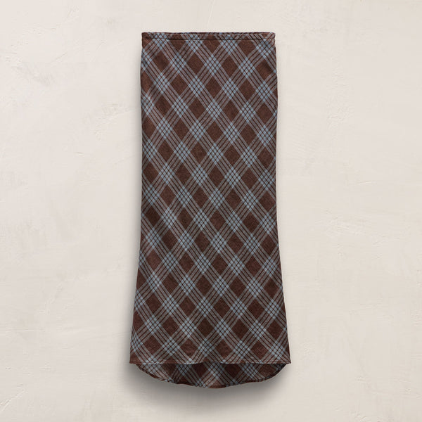 Plaid Linen Skirt in Plum Plaid | James Perse Los Angeles