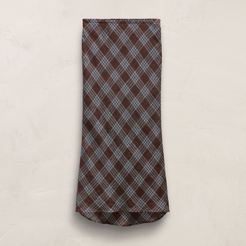 Plaid Linen Skirt in Plum Plaid | James Perse Los Angeles
