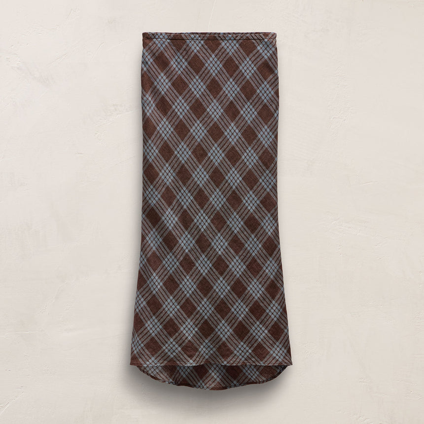 Plaid Linen Skirt in Plum Plaid | James Perse Los Angeles