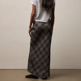 Plaid Linen Skirt in Plum Plaid | James Perse Los Angeles