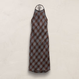 Plaid Linen Halter Dress in Plum Plaid | James Perse Los Angeles