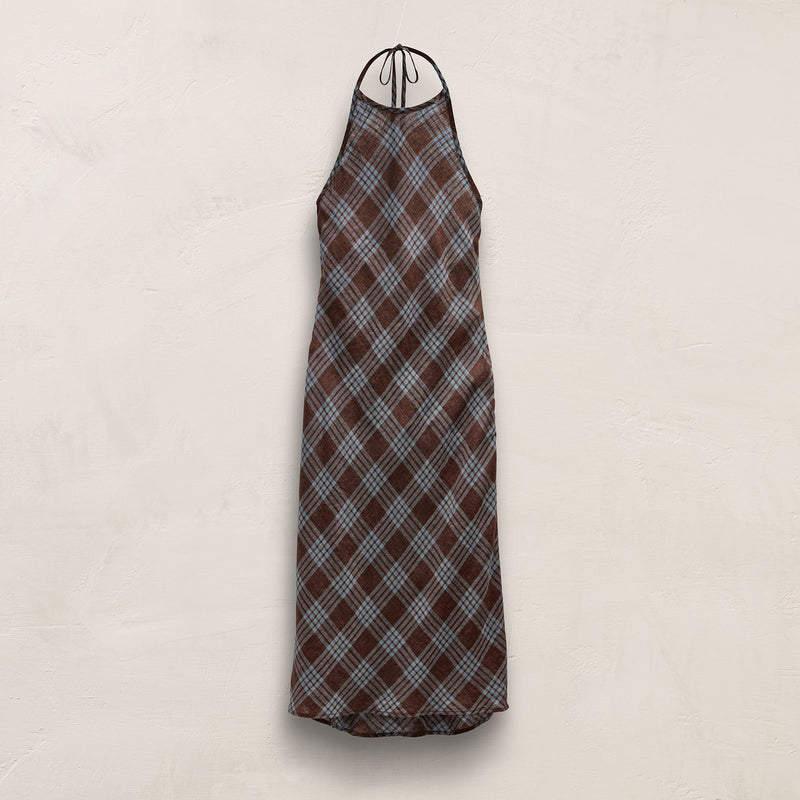 Plaid Linen Halter Dress in Plum Plaid | James Perse Los Angeles