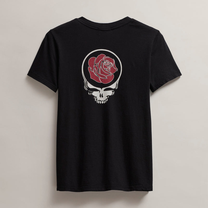 Women's Grateful Dead Rose Short Sleeve Crew in Black/Red | James Perse Los Angeles