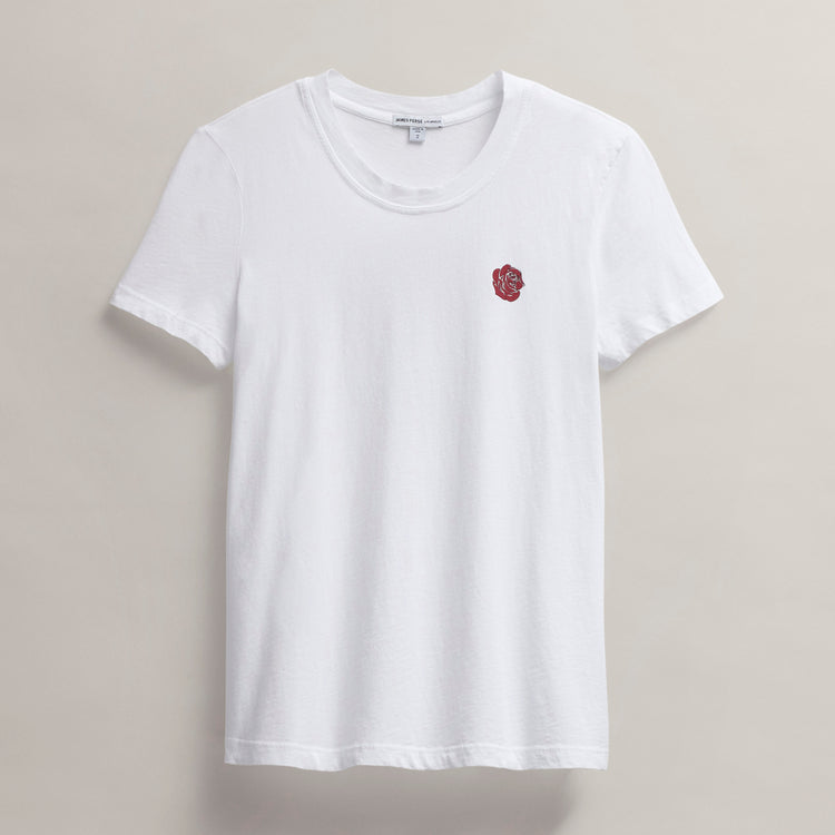 Women's Grateful Dead Rose Short Sleeve Crew in White/Red | James Perse Los Angeles