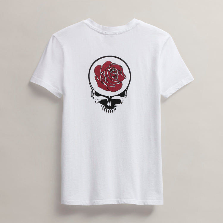 Women's Grateful Dead Rose Short Sleeve Crew in White/Red | James Perse Los Angeles