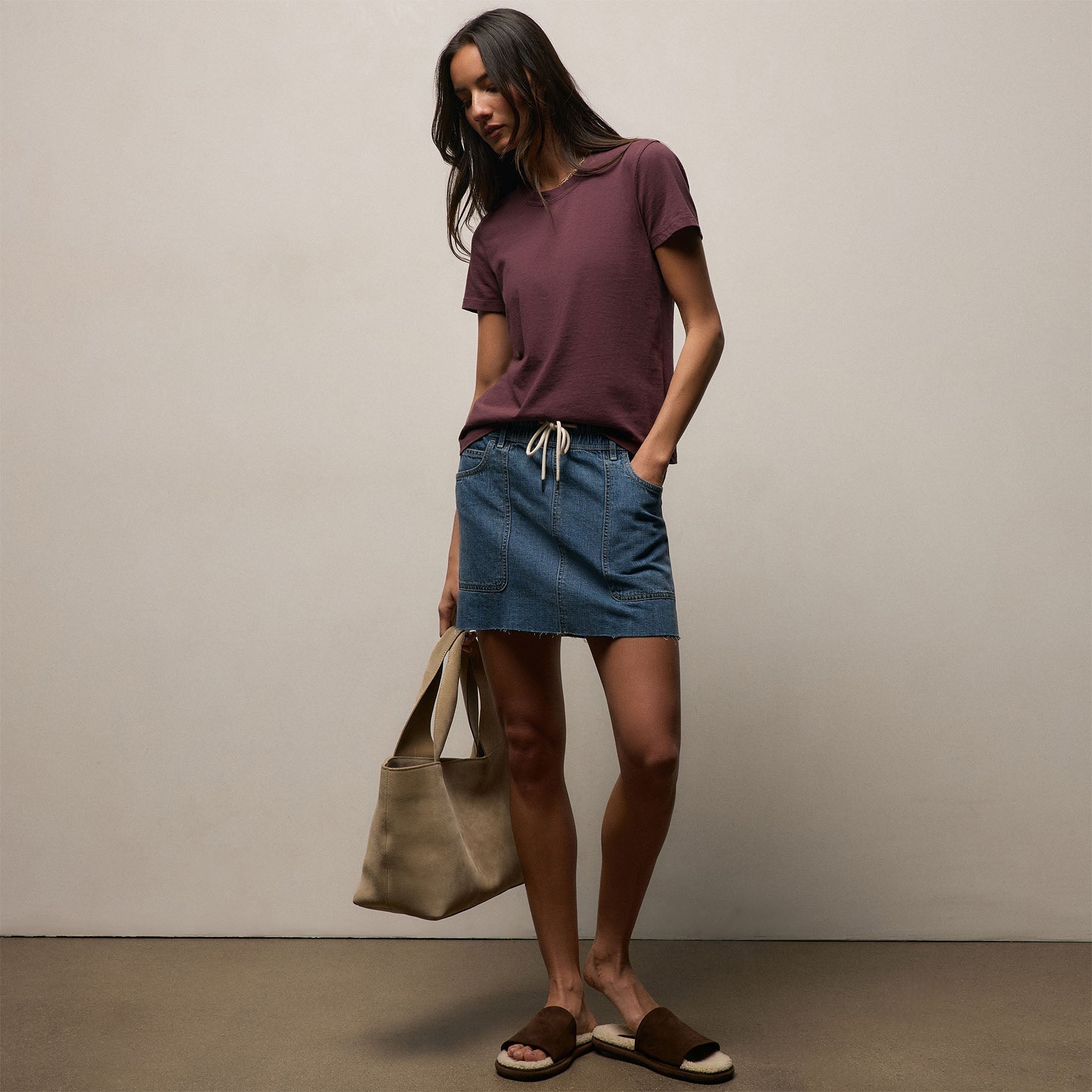 Vintage Little Boy Tee in Dark Plum | James Perse Los Angeles