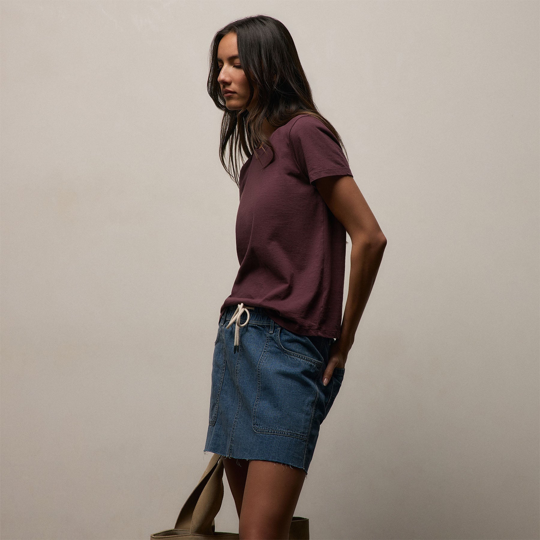 Vintage Little Boy Tee in Dark Plum | James Perse Los Angeles