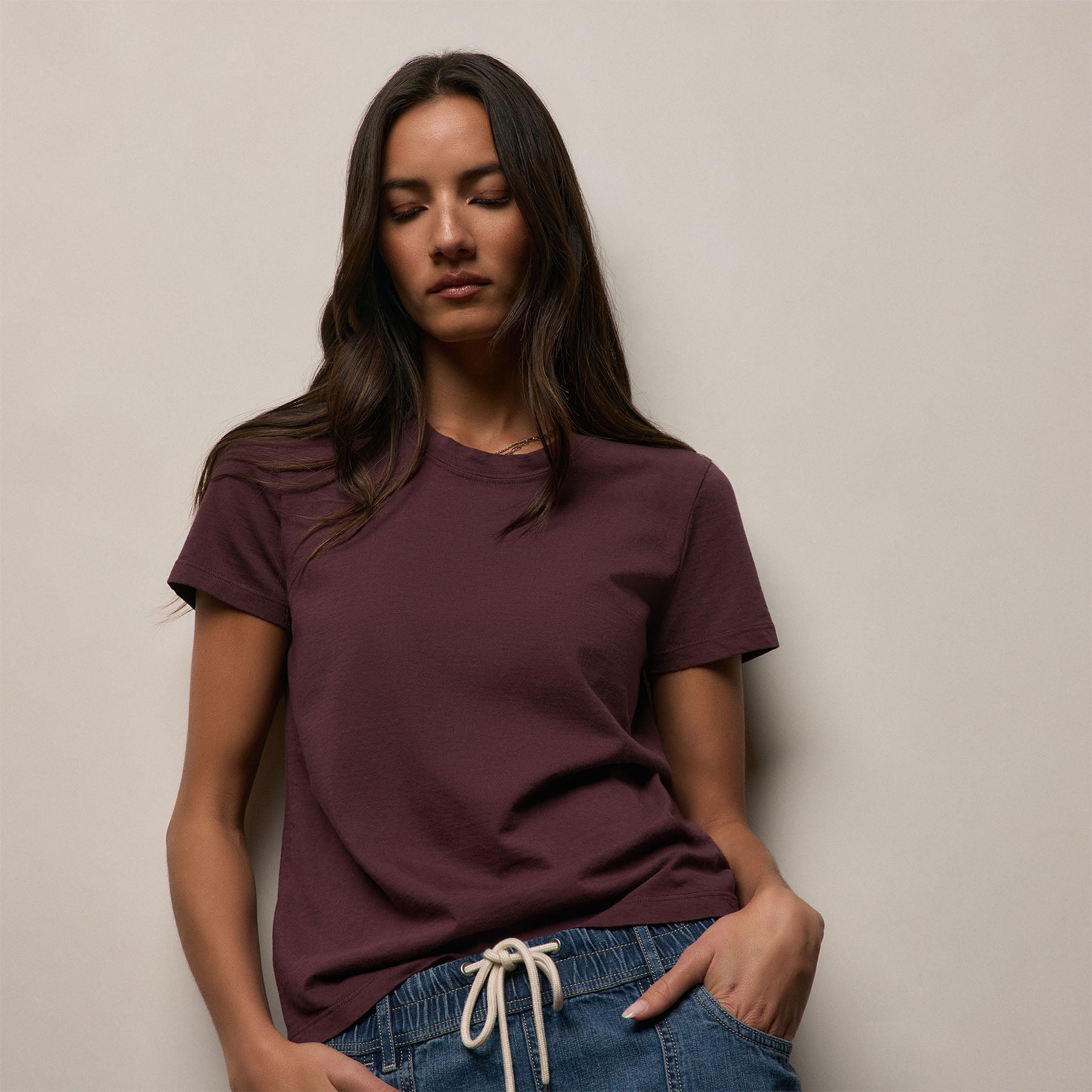 Vintage Little Boy Tee in Dark Plum | James Perse Los Angeles