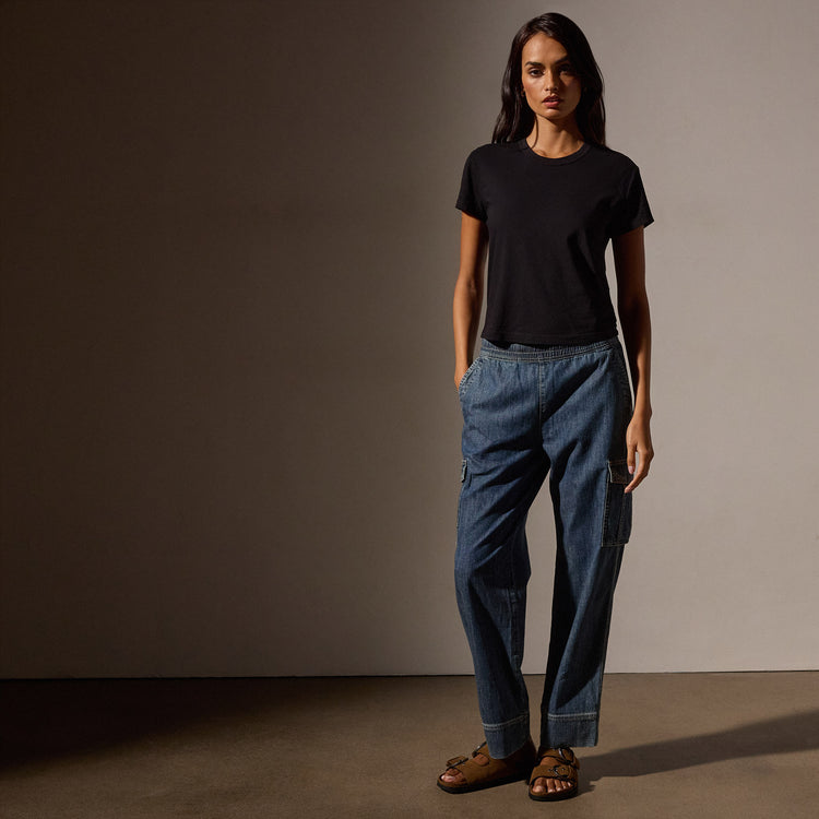 Shrunken Crew Neck Tee in Black | James Perse Los Angeles