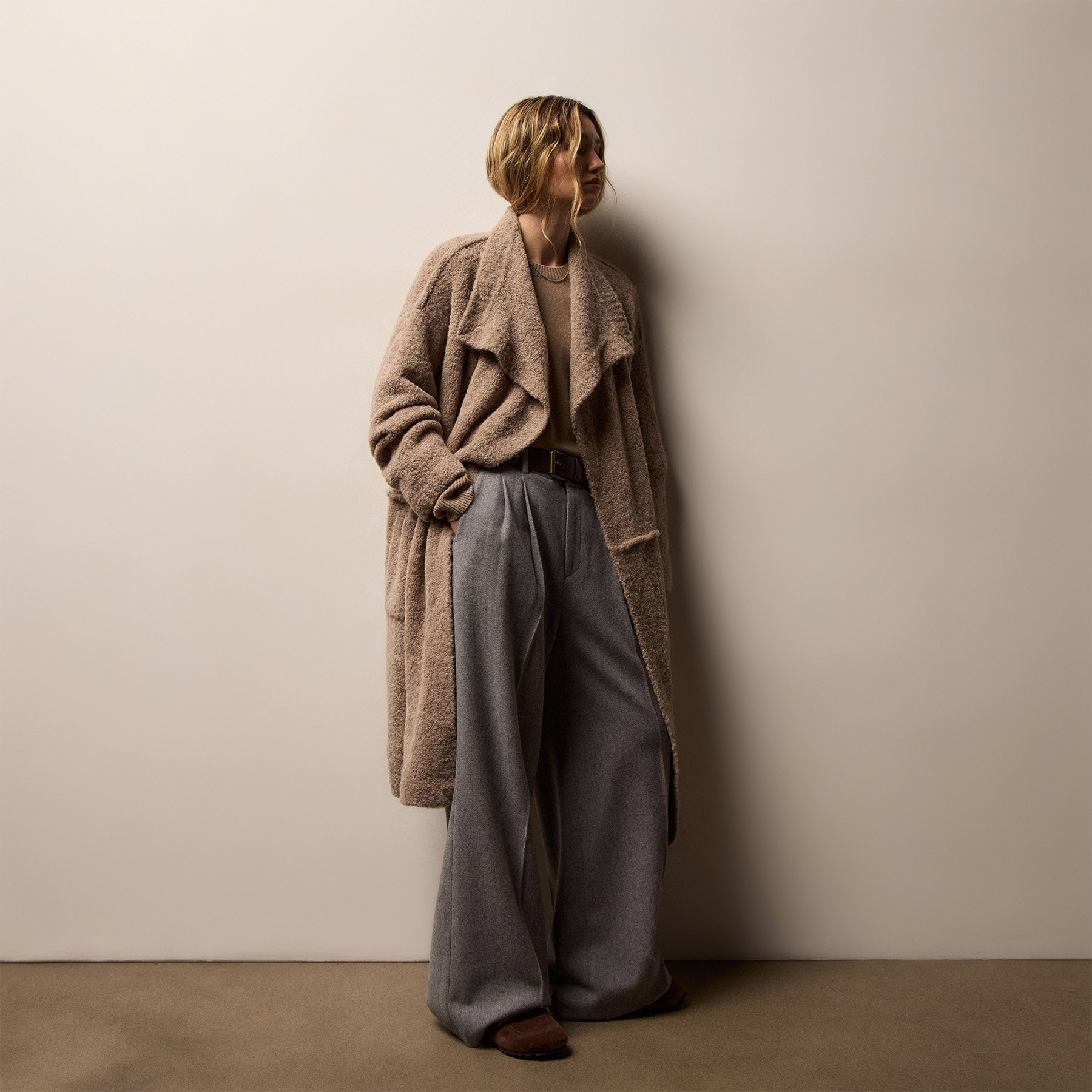 Boucle Blend Cashmere Coat