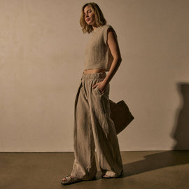 Lyocell Blend Elevated Trouser in Grout Pigment | James Perse Los Angeles