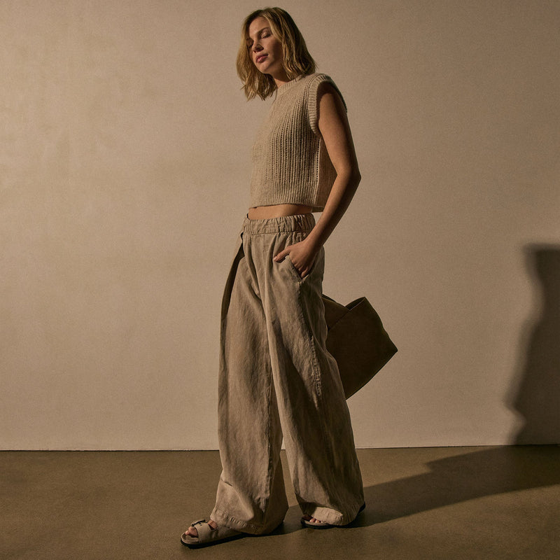 Lyocell Blend Elevated Trouser in Grout Pigment | James Perse Los Angeles