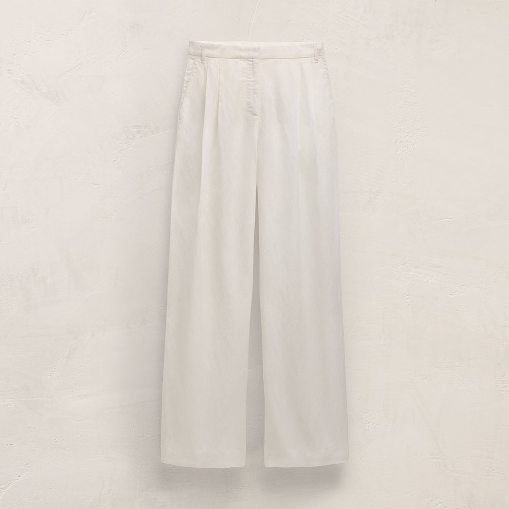 Twill Pleated Trouser In Off White | James Perse Los Angeles