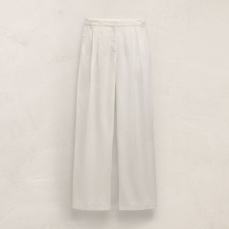 Twill Pleated Trouser In Off White | James Perse Los Angeles