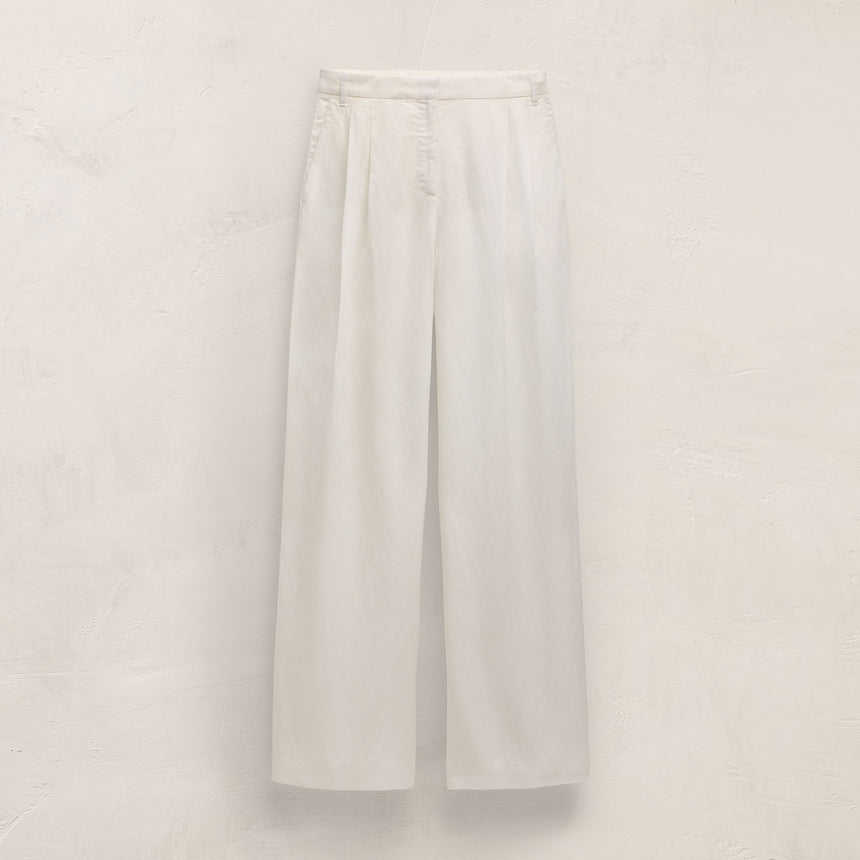 Twill Pleated Trouser In Off White | James Perse Los Angeles