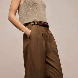 Twill Pleated Trouser in Truffle | James Perse Los Angeles