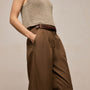 Twill Pleated Trouser in Truffle | James Perse Los Angeles