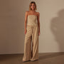 Lightweight Matte Satin Wide Leg Pant in Sand Dune | James Perse Los Angeles