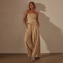 Lightweight Matte Satin Wide Leg Pant in Sand Dune | James Perse Los Angeles