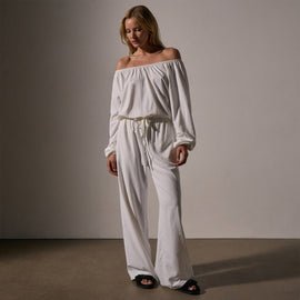 Lightweight Matte Sateen Blouse in White | James Perse Los Angeles