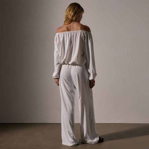 Lightweight Matte Sateen Blouse in White | James Perse Los Angeles