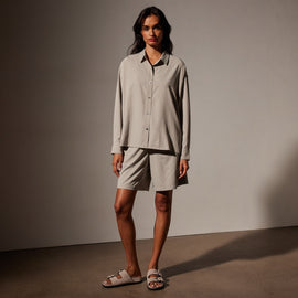 Lightweight Matte Satin Fluid Shirt in Mineral | James Perse Los Angeles