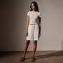 Lightweight Matte Sateen Short in White | James Perse in Los Angeles
