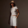 Lightweight Matte Sateen Short in White | James Perse in Los Angeles