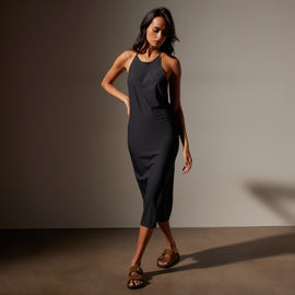 Lightweight Matte Sateen Halter Neck Dress in Black | James Perse in Los Angeles