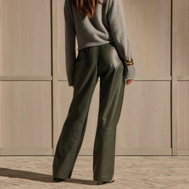 Pull On Leather Trouser - Dark Olive | James Perse Los Angeles