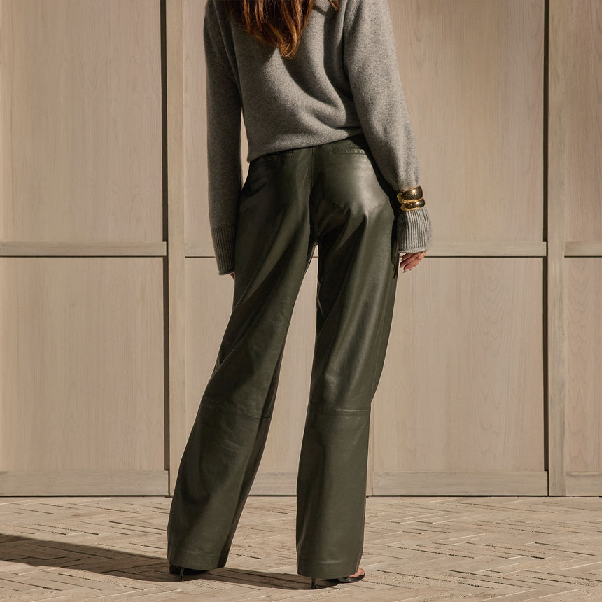 Pull On Leather Trouser - Dark Olive | James Perse Los Angeles