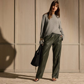Pull On Leather Trouser - Dark Olive | James Perse Los Angeles