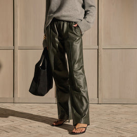 Pull On Leather Trouser - Dark Olive | James Perse Los Angeles