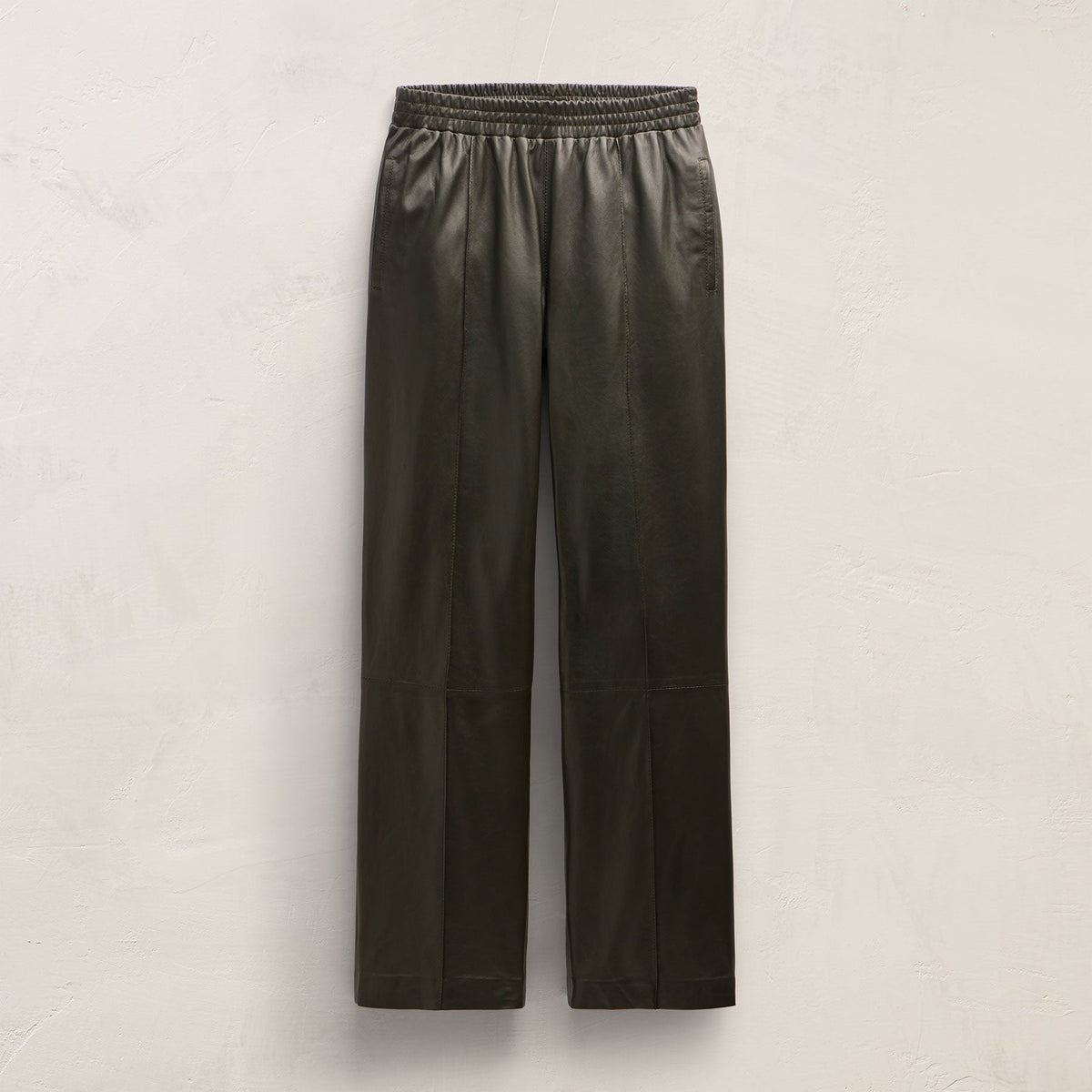 Leather Track Pant - Dark Olive