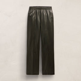 Leather Track Pant - Dark Olive