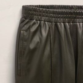 Leather Track Pant - Dark Olive