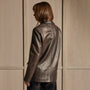 Leather Notch Lapel Blazer - Distressed Brown | James Perse Los Angeles