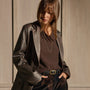Leather Notch Lapel Blazer - Distressed Brown | James Perse Los Angeles
