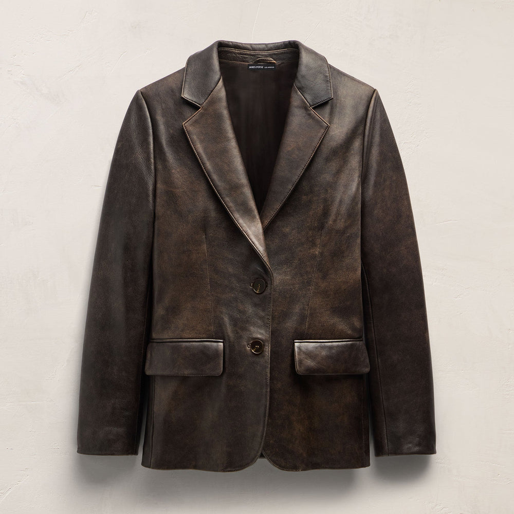 Leather Relaxed Blazer - Distressed Brown